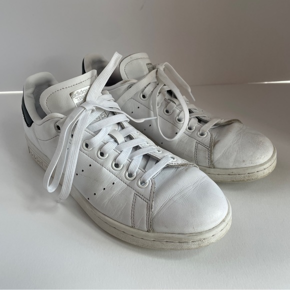 Adidas Stan Smith White and Black Tennis Shoes - Picture 1 of 9